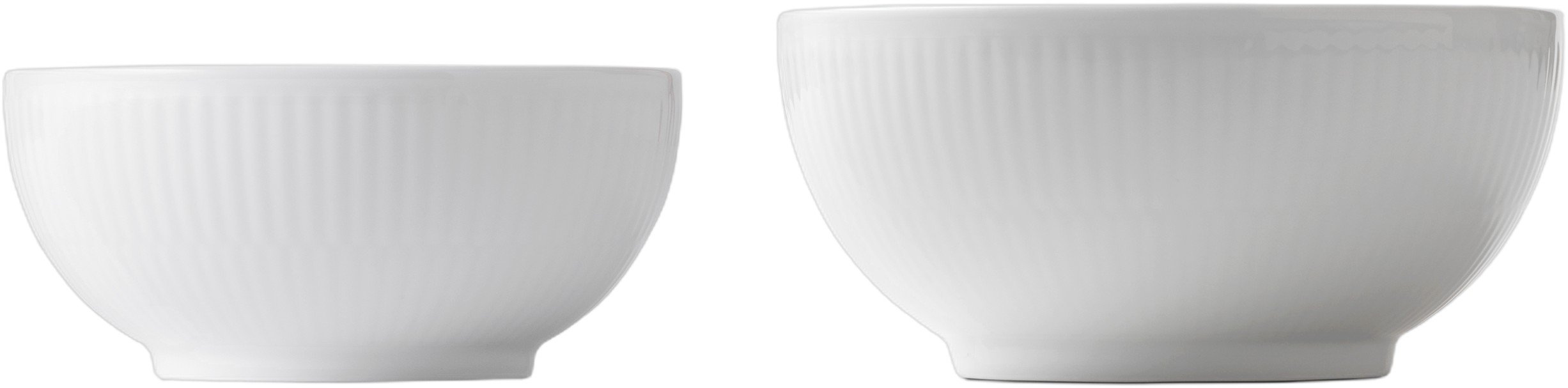 Hvid Riflet Skål, 2 stk